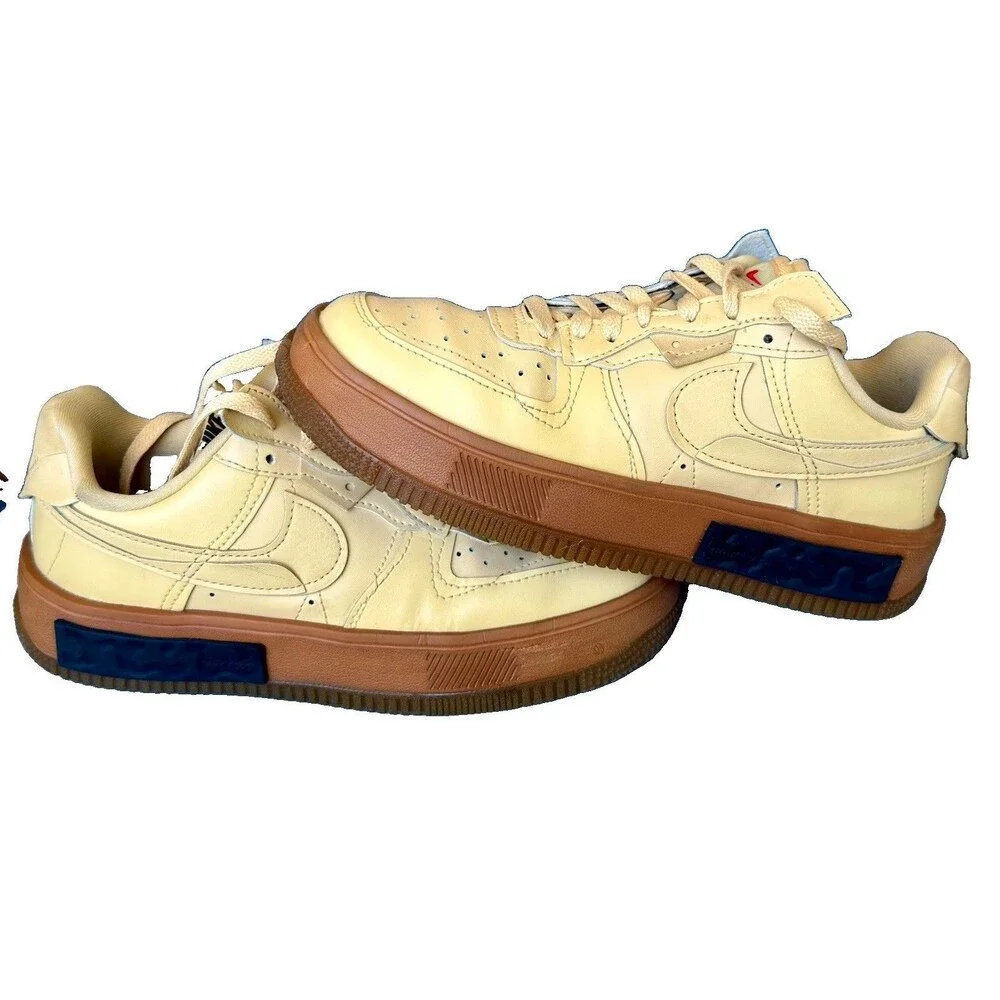 Nike Air Force 1 Fontanka Sesame Gum Brown Leather Sneakers Women's 7 DH1290-201